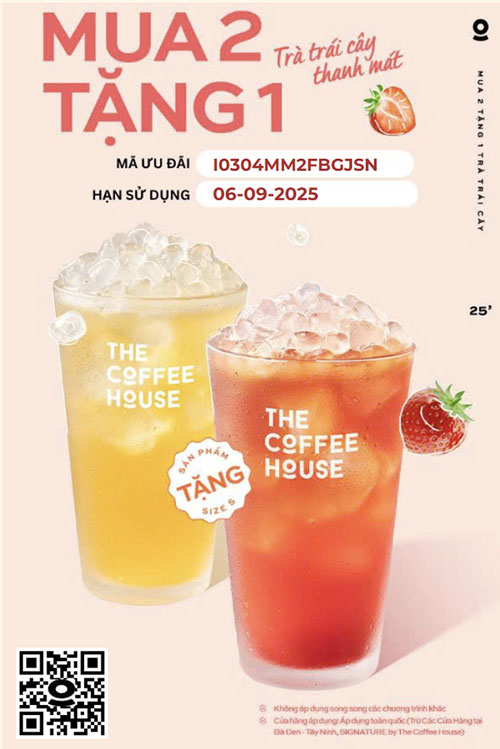 Lấy mã mua 2 tặng 1 The Coffee House.