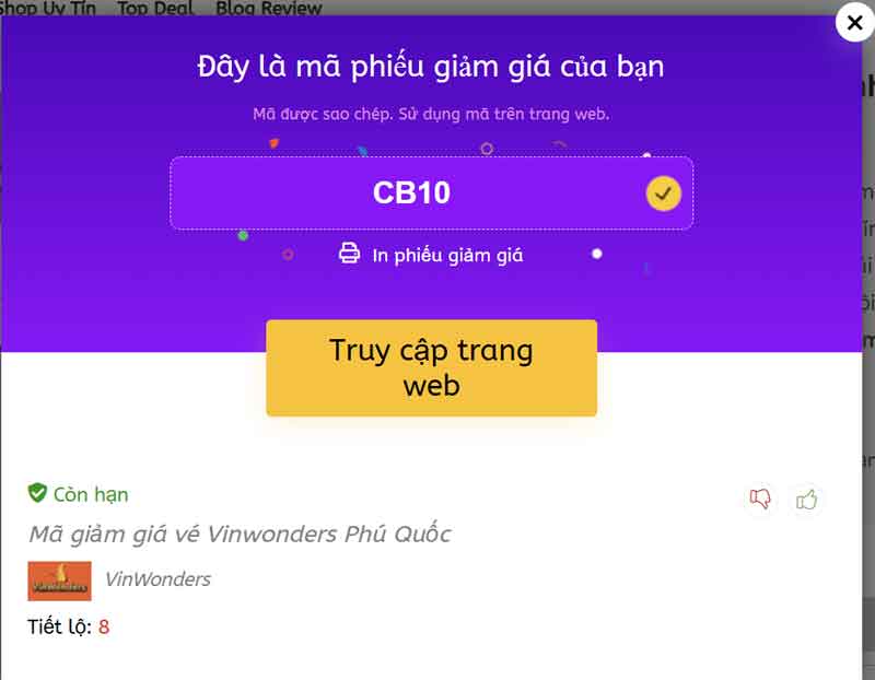 Mã giảm 10% giá vé Vinwonders Phú Quốc