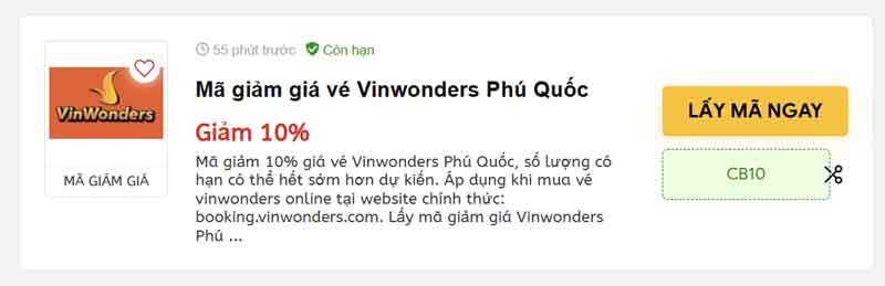 Mã giảm giá vé Vinwonders Phú Quốc