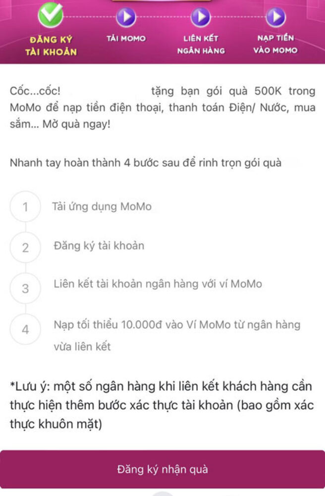 Hướng dẫn đăng ký MoMo nhận mã khuyến mãi