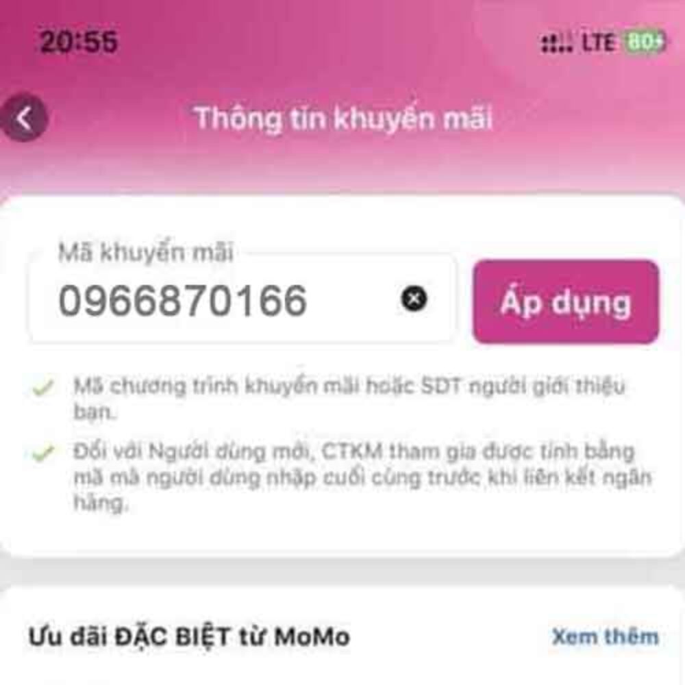 Cách nhập mã khuyến mãi MoMo