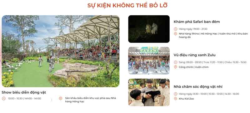 Các show diễn miễn phí trong ngày tại Vinpearl Safari Phú Quốc