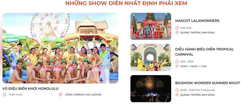 Các show diễn và hoạt động giải trí