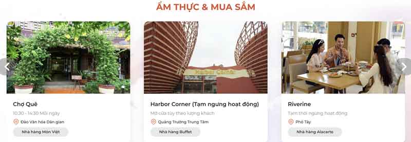 Ẩm thực và tiện ích trong công viên