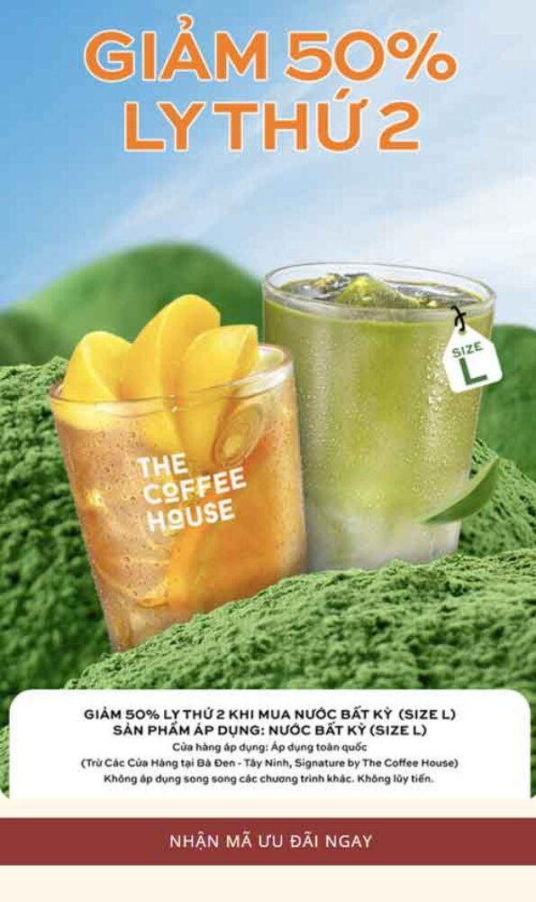 Voucher The Coffee House giảm 50k cho ly thứ 2