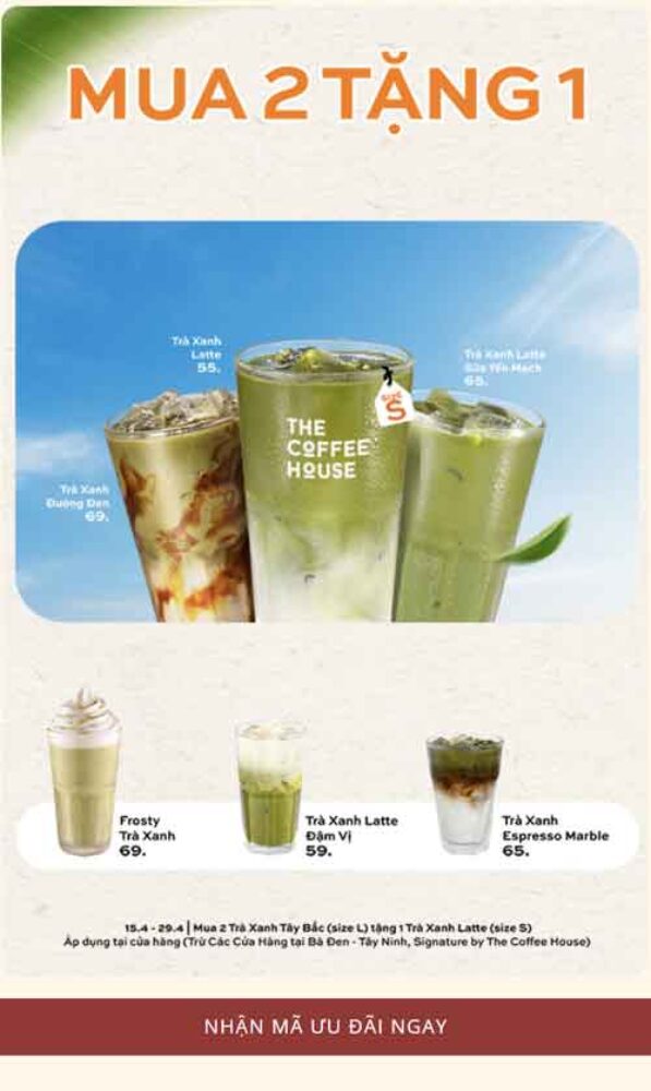 Voucher The Coffee House mua 2 tặng 1